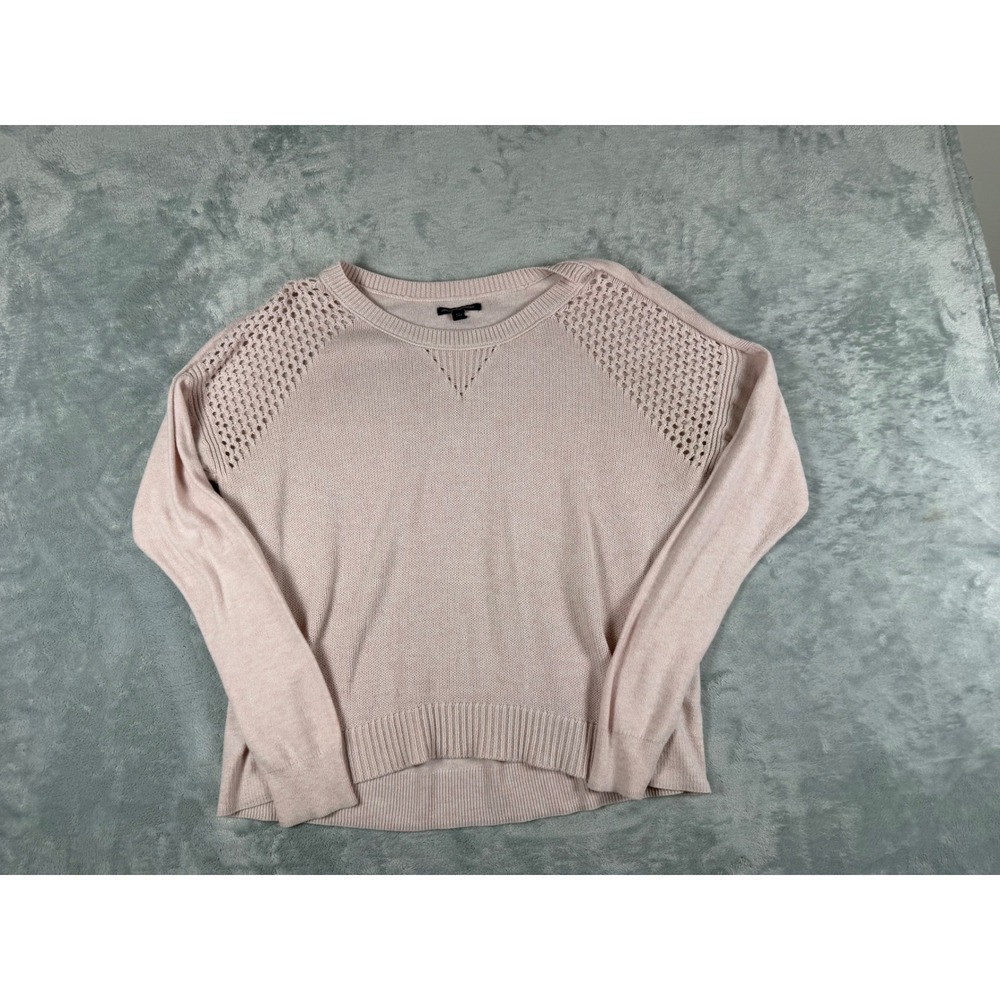 American Eagle Outfitters Pink Pointelle Shoulder Knit Sweater Womens Large